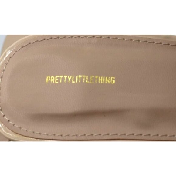 PrettyLittleThing Clear Lucite Heels Perspex Square Toe Sz8 Beige Early 2000s - Picture 4 of 7